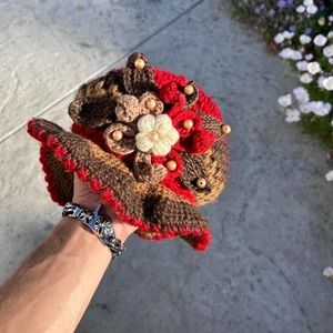 Vintage cottagecore knitcrochet hat